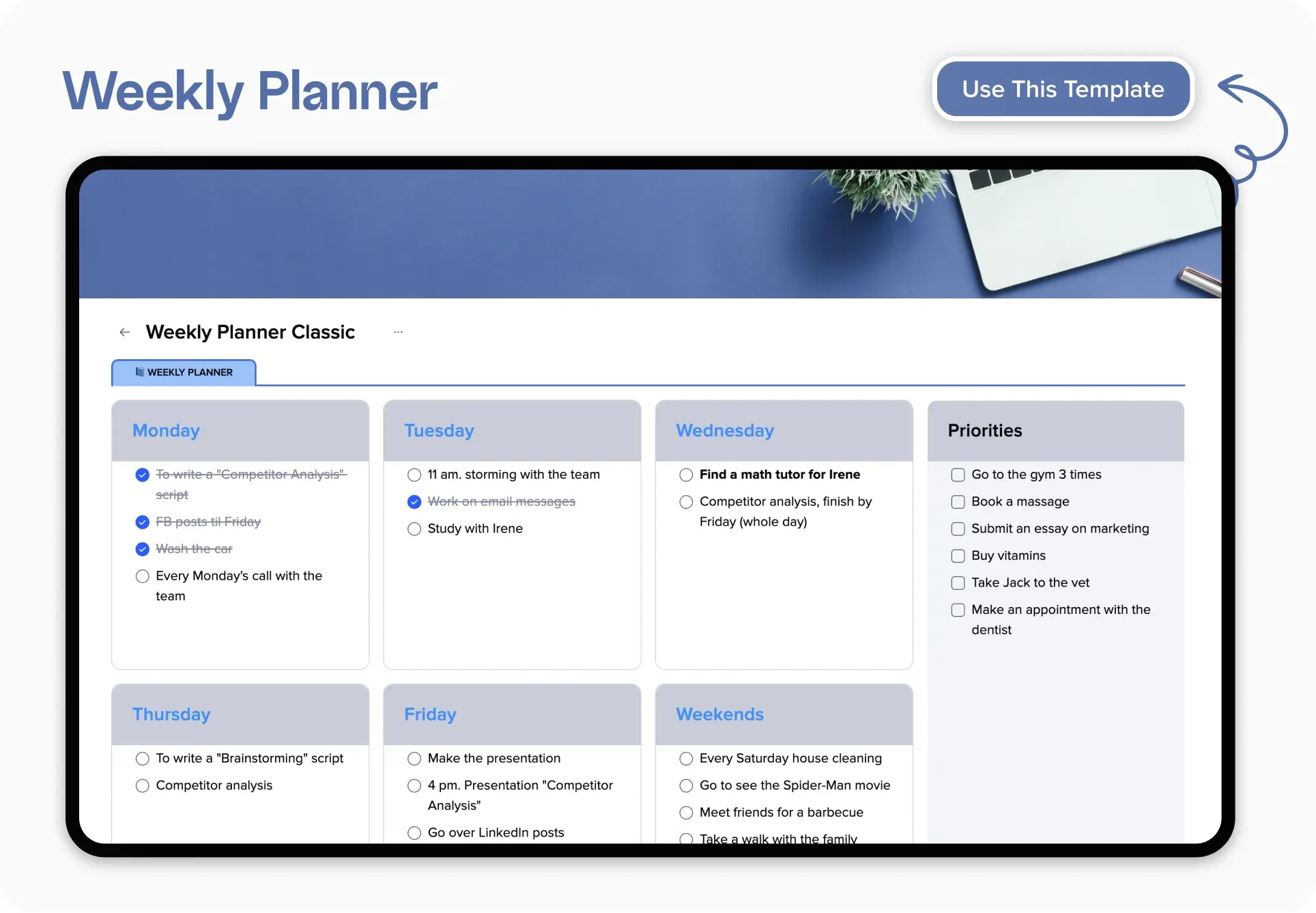 List of xTiles digital planner templates for managers — illustration