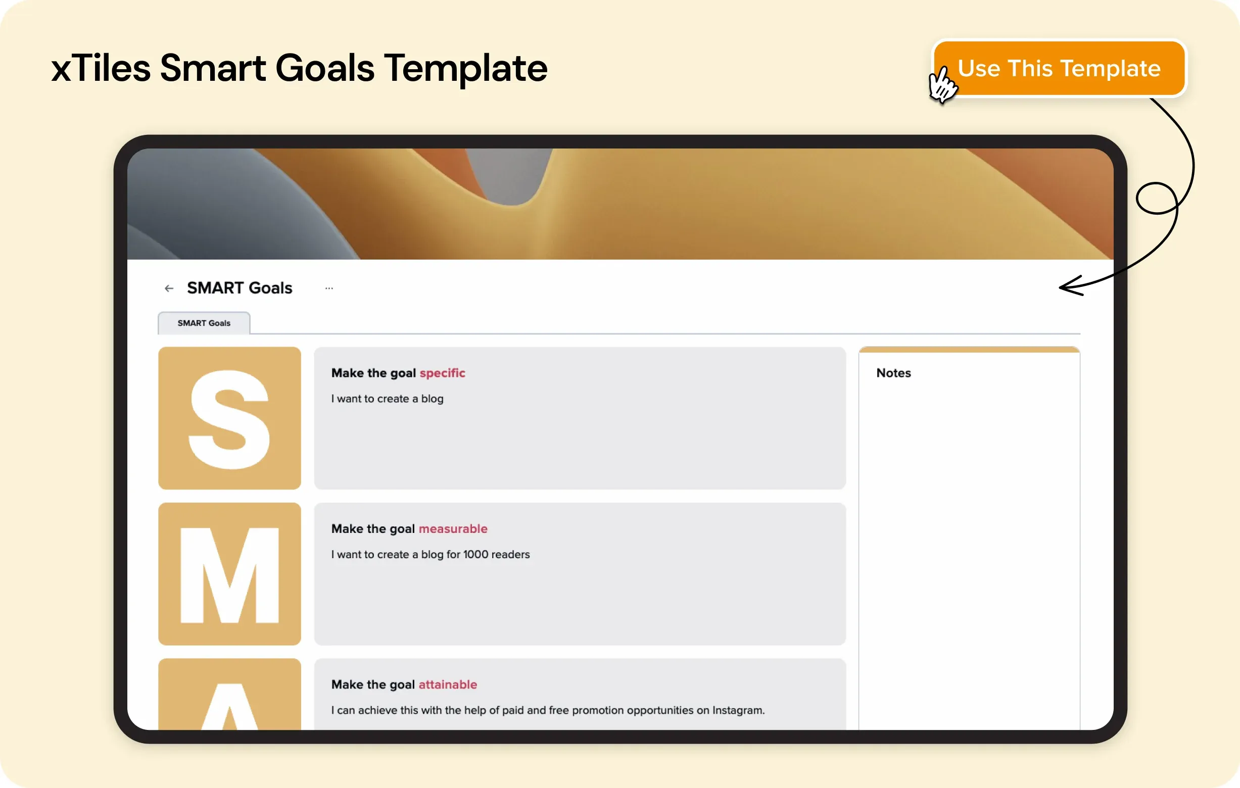 xTiles Smart Goals Template — illustration