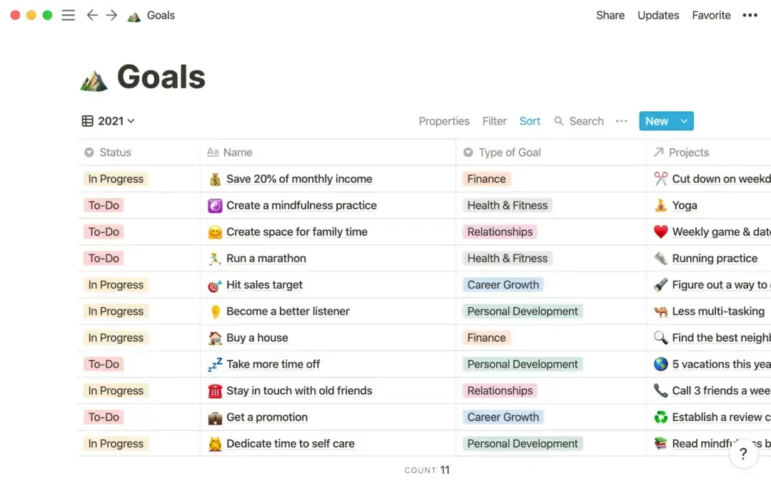 Notion app screenshot