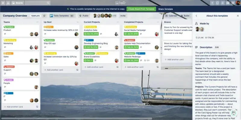 Trello app screenshot