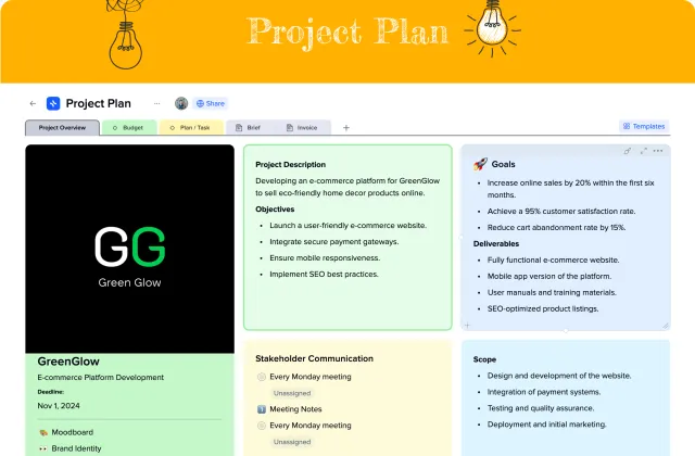 Project Plan template preview