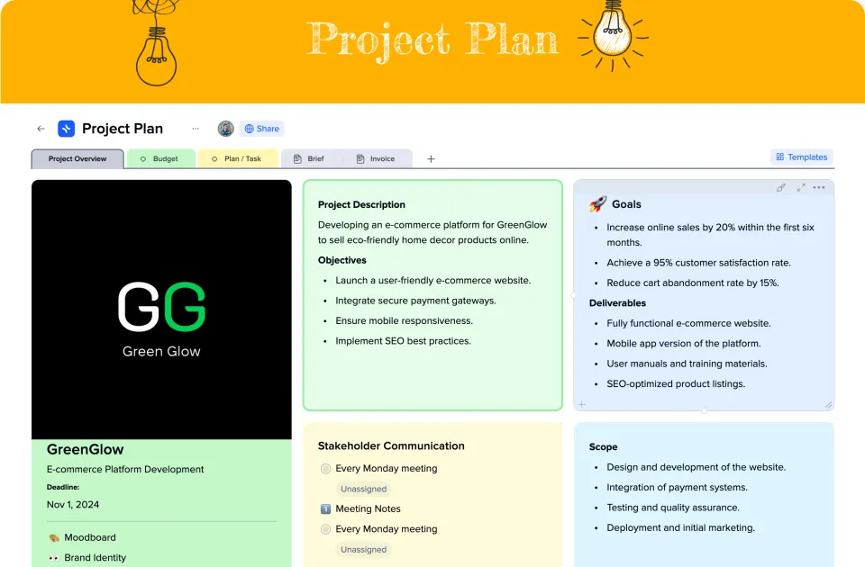 Project Plan template preview