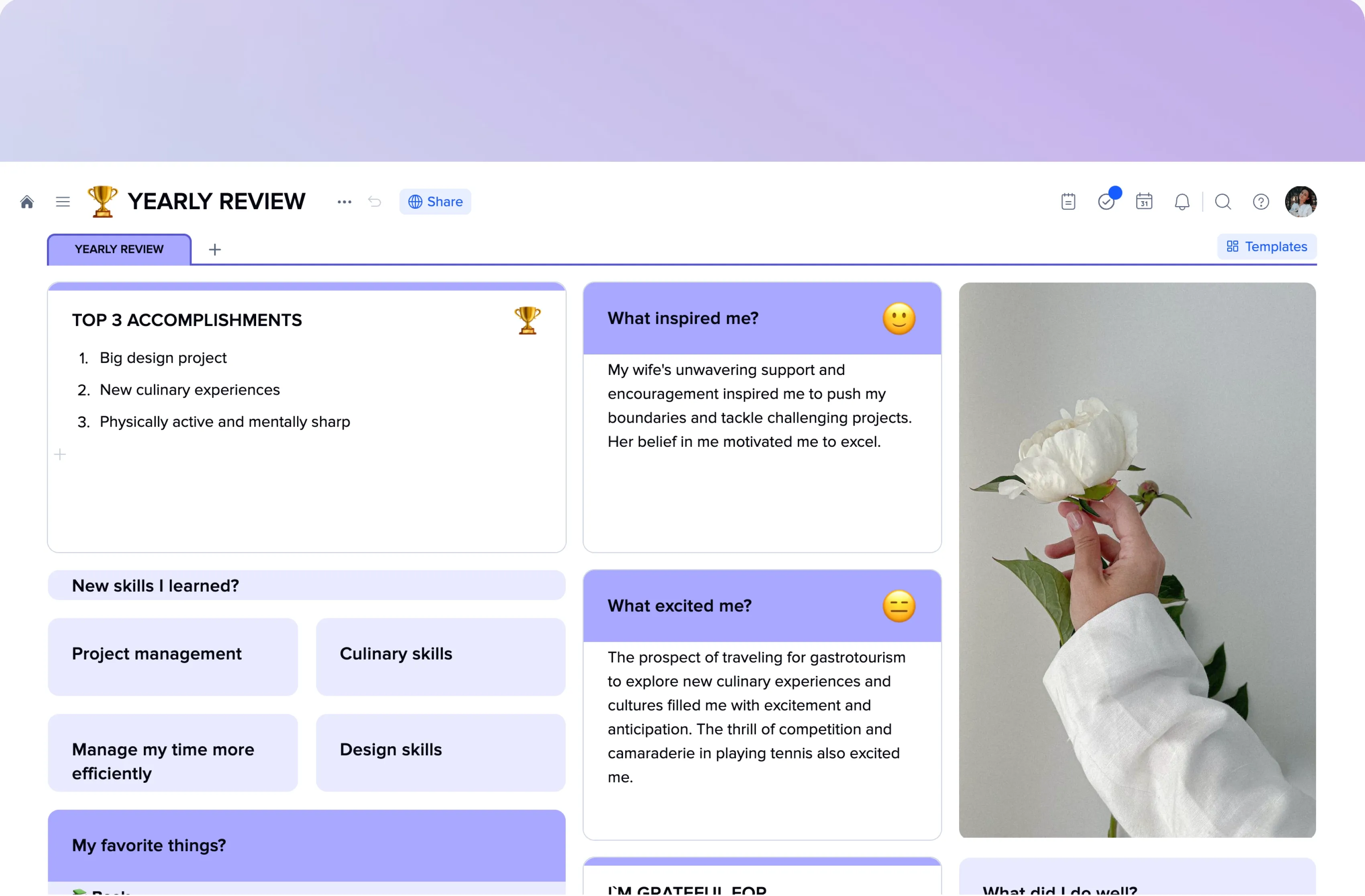 Yearly review template preview