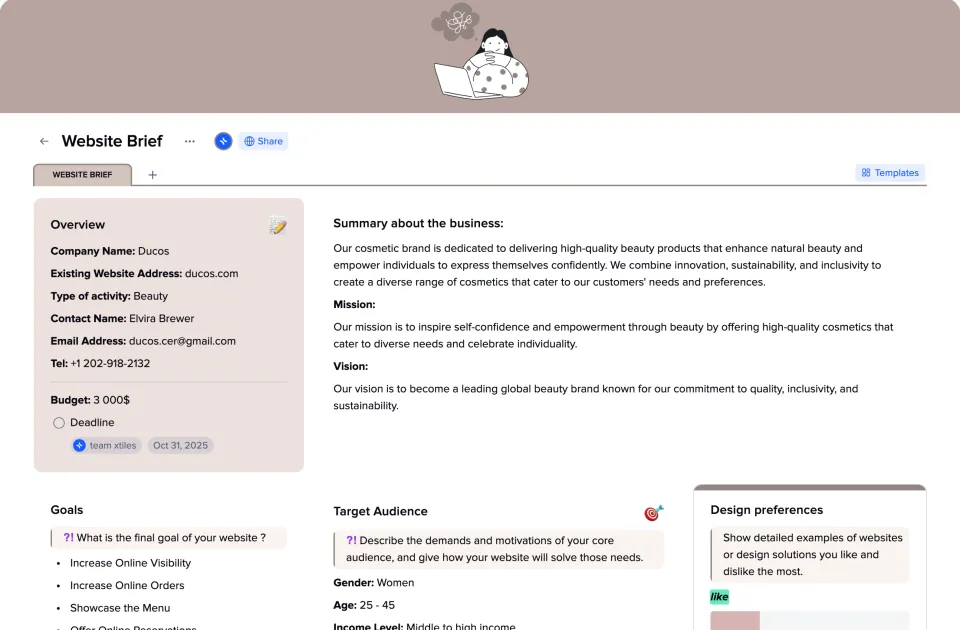 Website Brief template preview