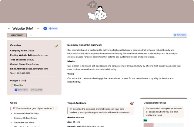 Website Brief template preview