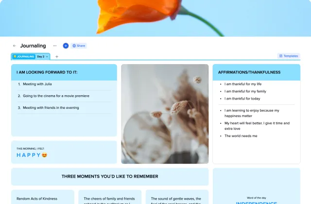 Journaling template preview