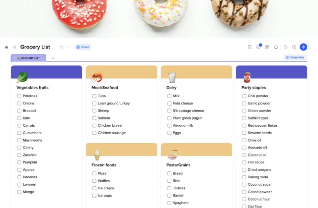 Grocery list template preview