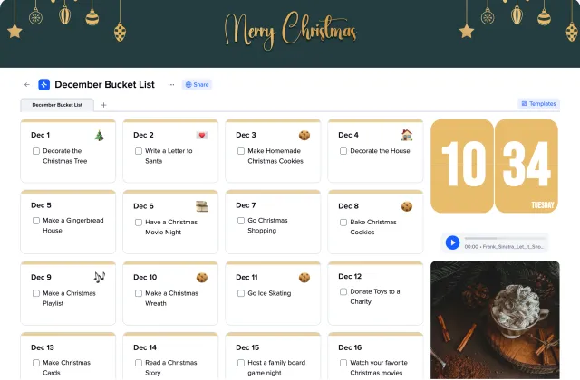 December Bucket List template preview