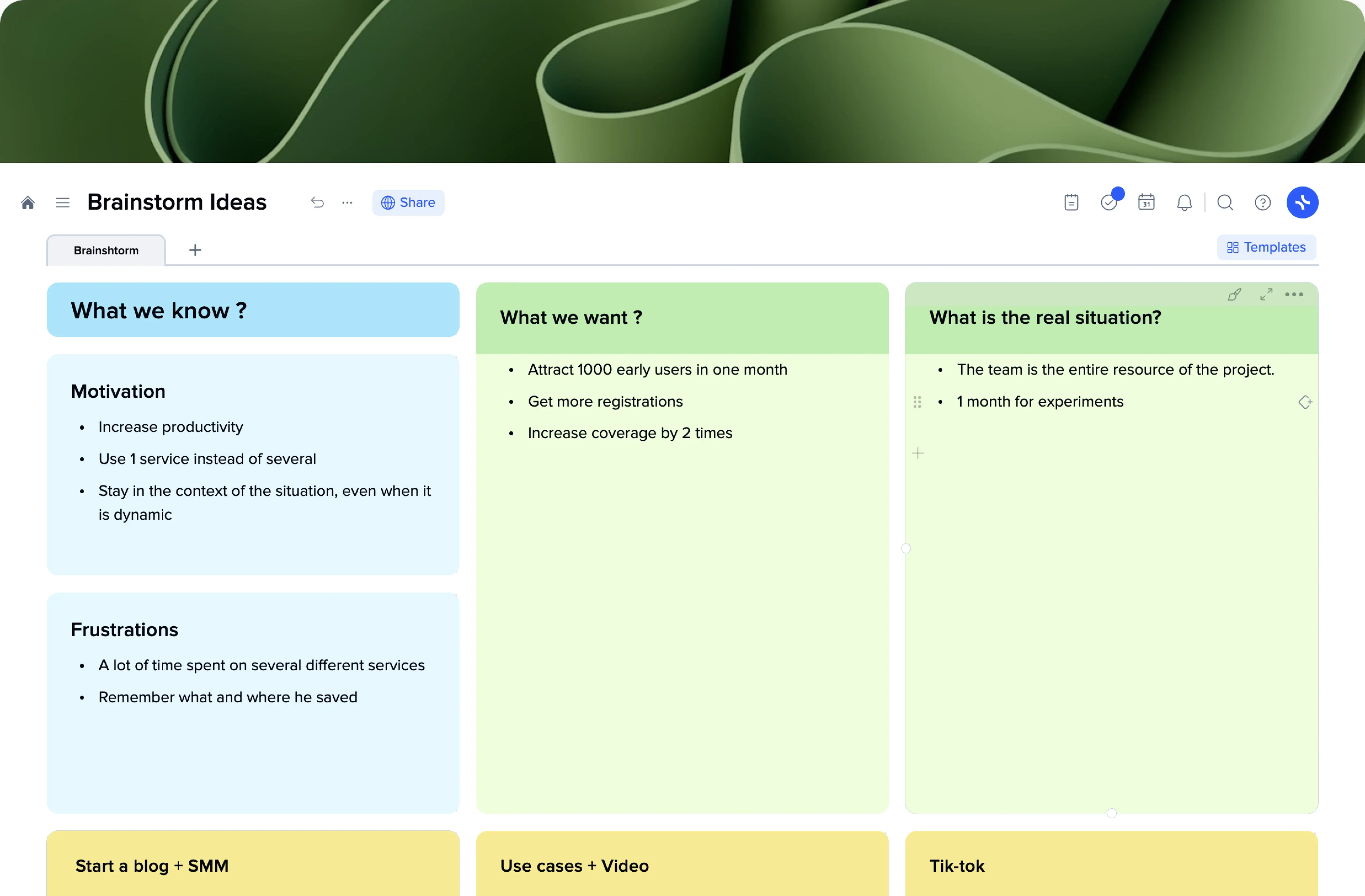 Brainstorm Ideas template preview