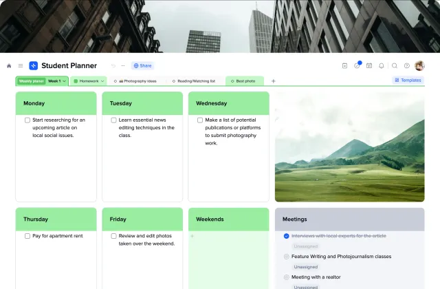 Student Planner template preview