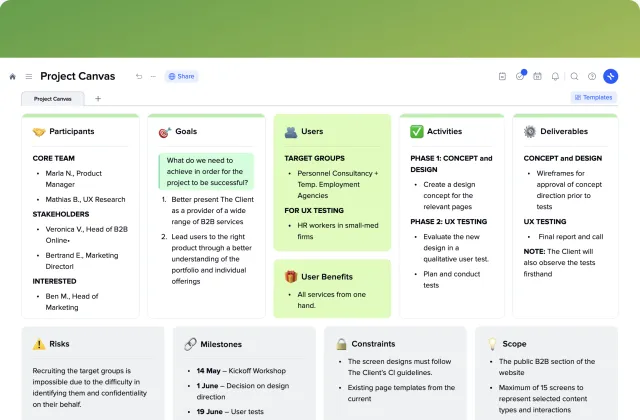 Project Canvas template preview