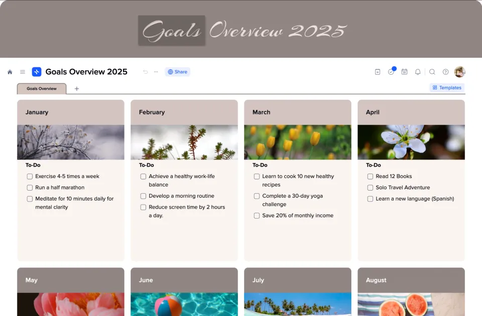 Goals Overview template preview