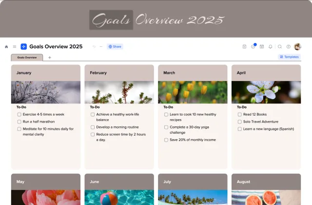 Goals Overview template preview