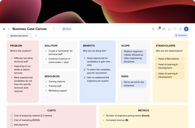 Business Case Canvas template preview