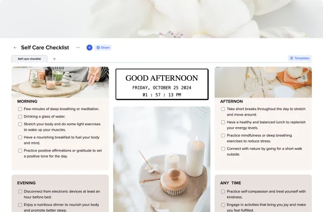 Self-Care Checklist template preview
