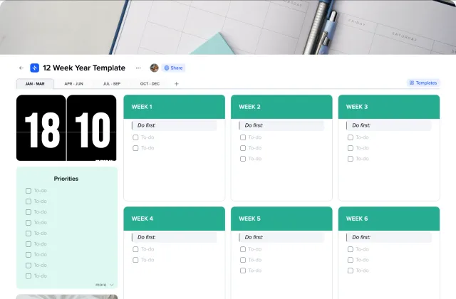 12 Week Year Template template preview