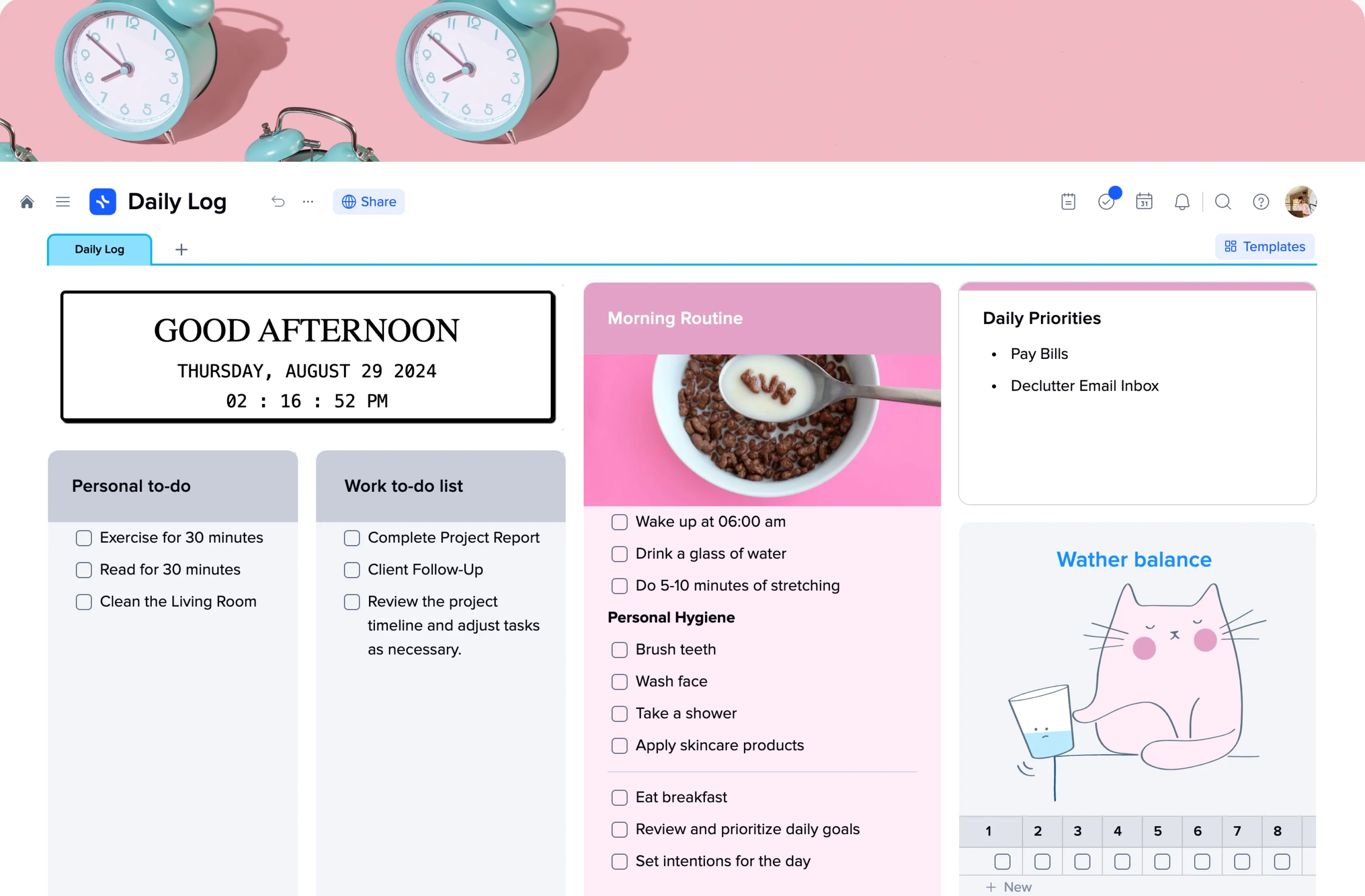 Daily Log template preview
