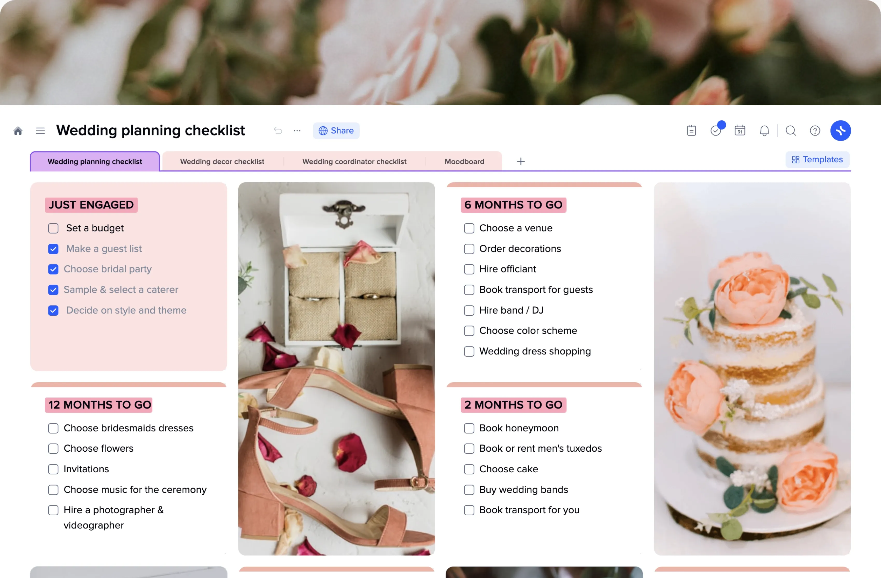 Wedding planning checklist template preview