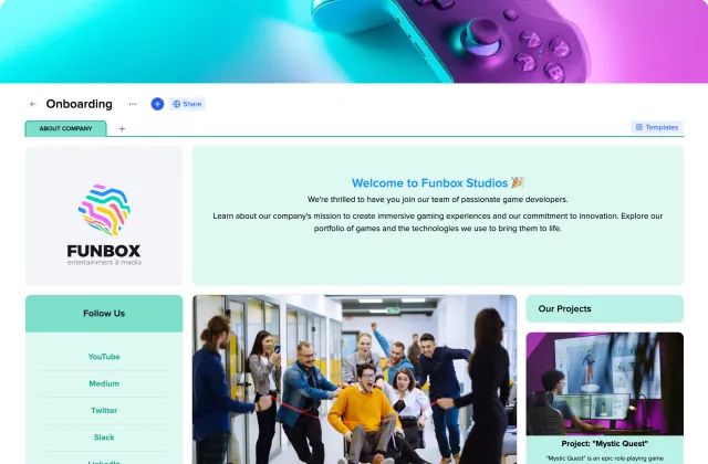 Onboarding template preview