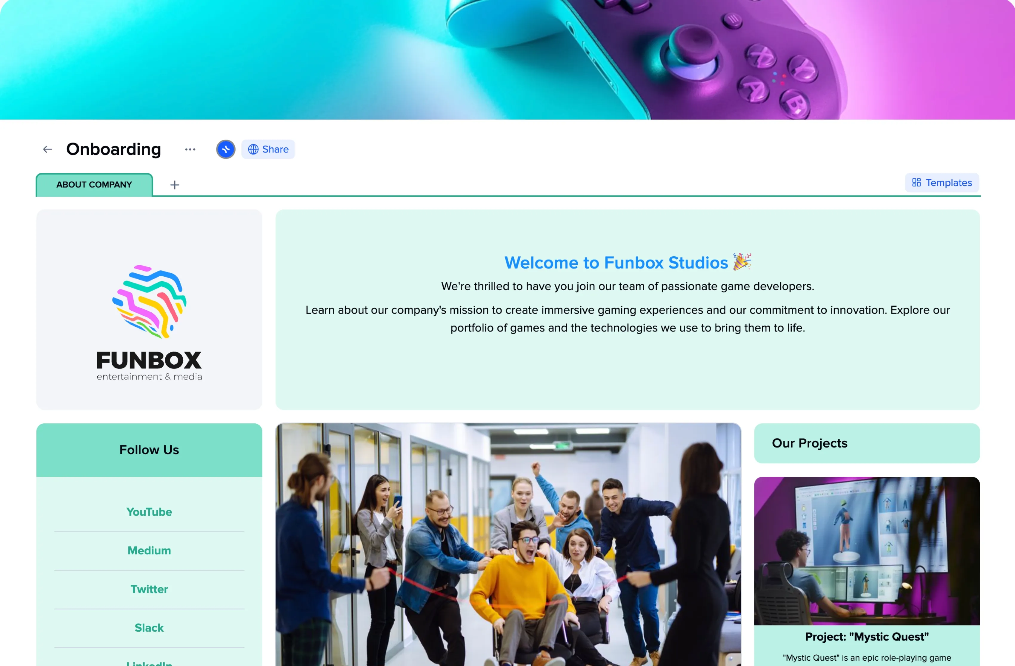 Onboarding template preview