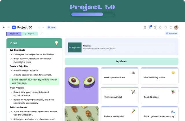 Project 50 template template preview