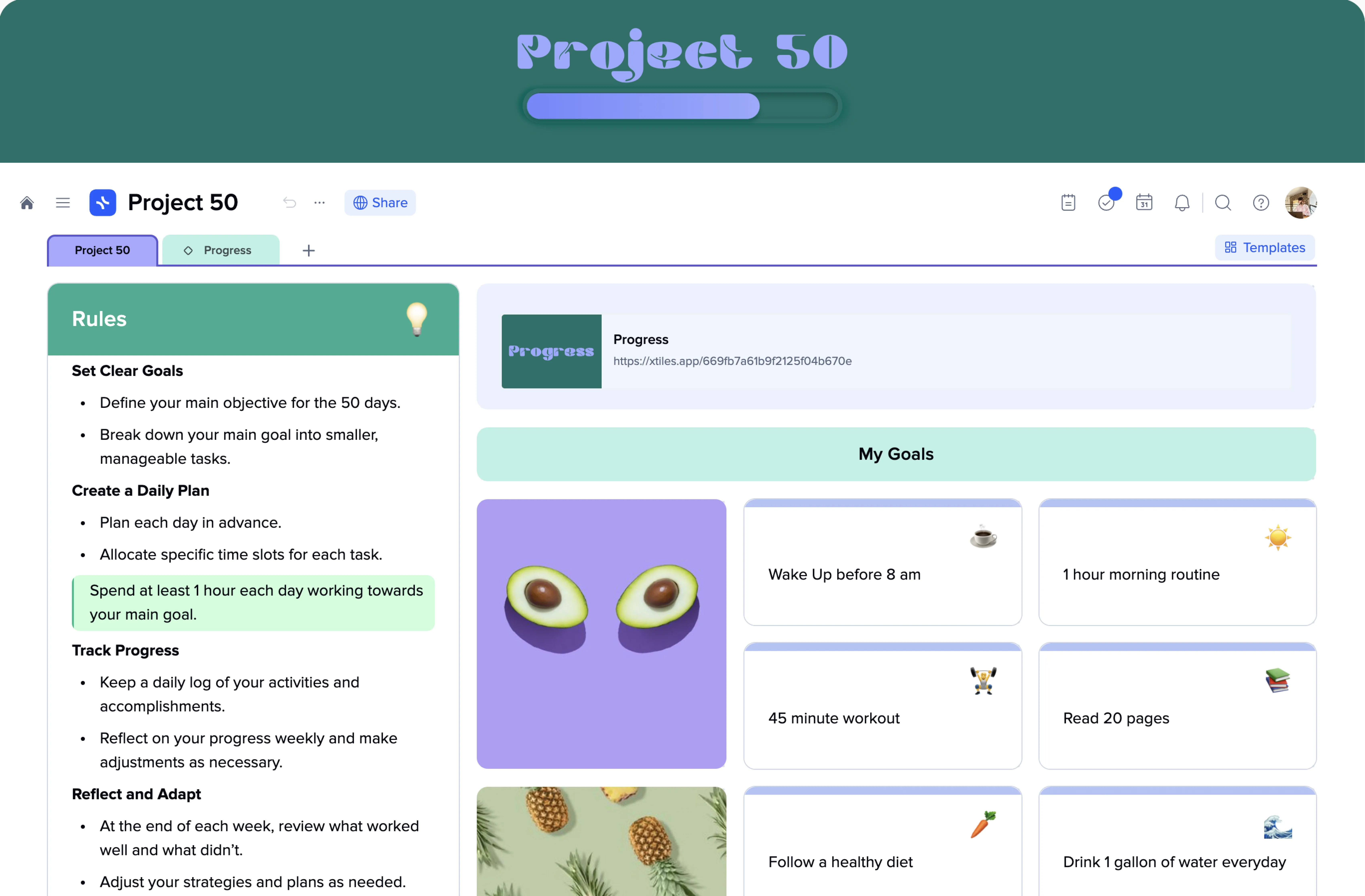 Project 50 template template preview