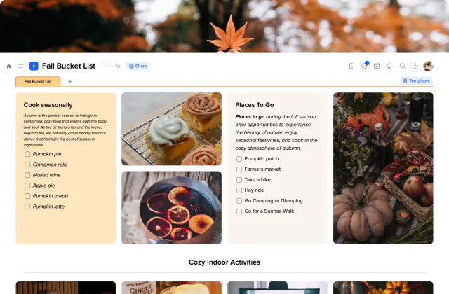 Fall Bucket List template preview