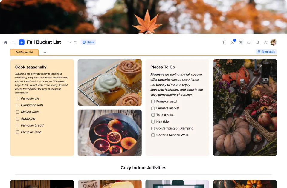 Fall Bucket List template preview