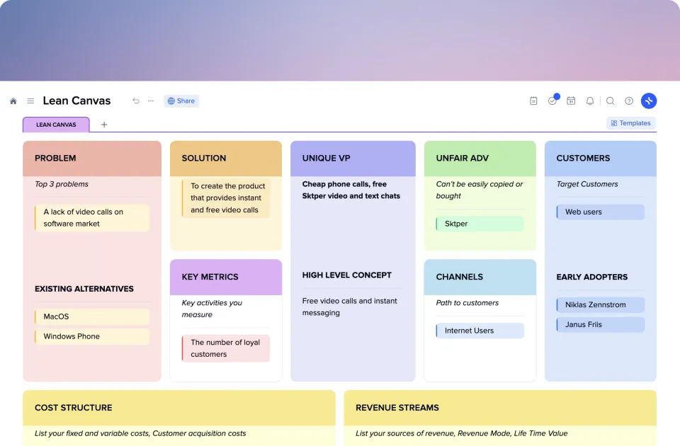 Lean Canvas template preview