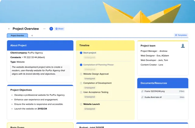 Project Overview template preview