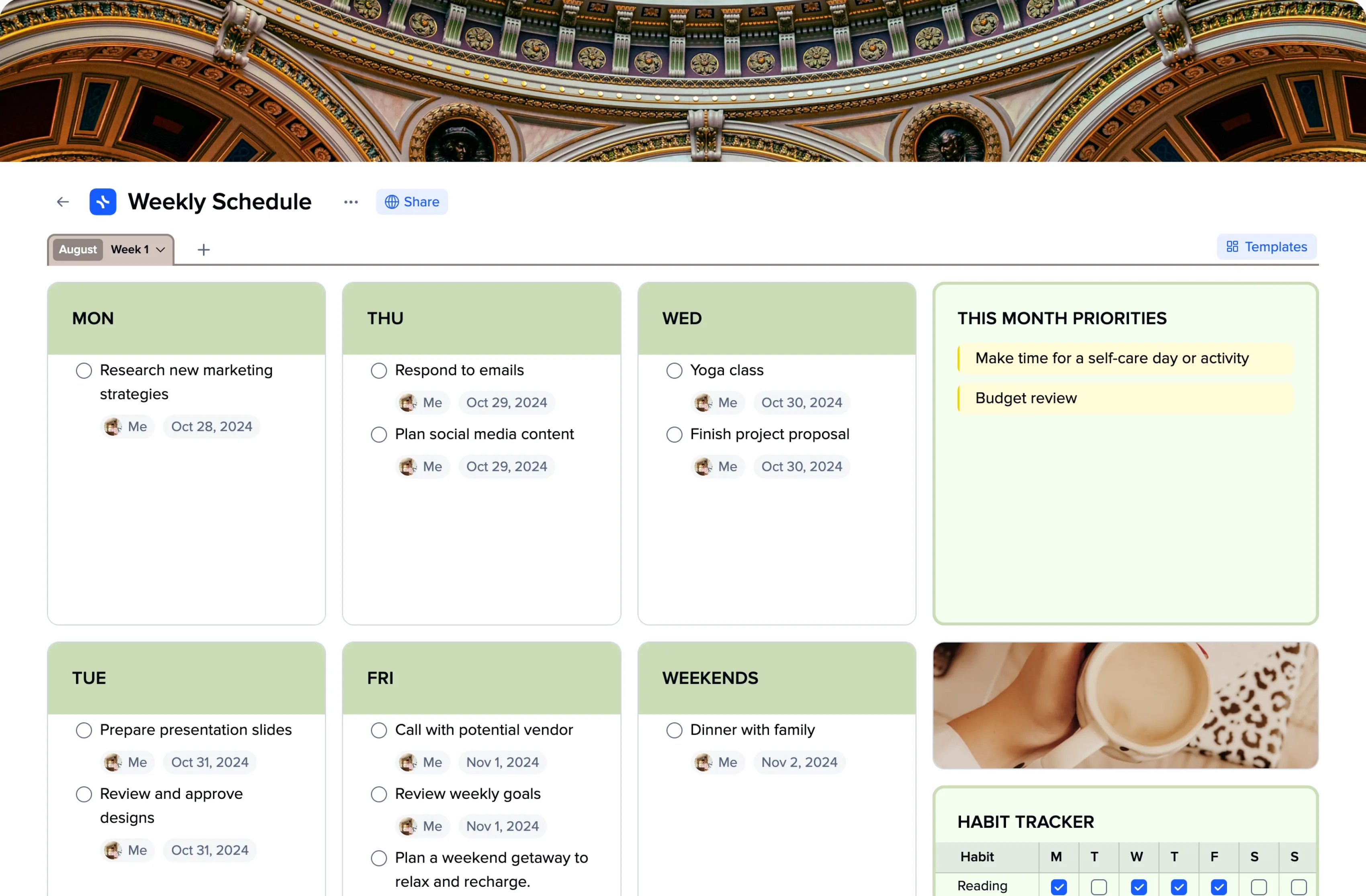 Weekly Schedule template preview