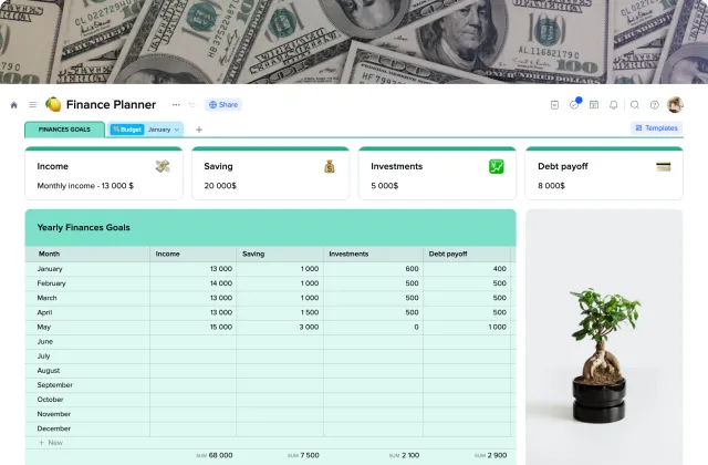 Finance Planner template preview