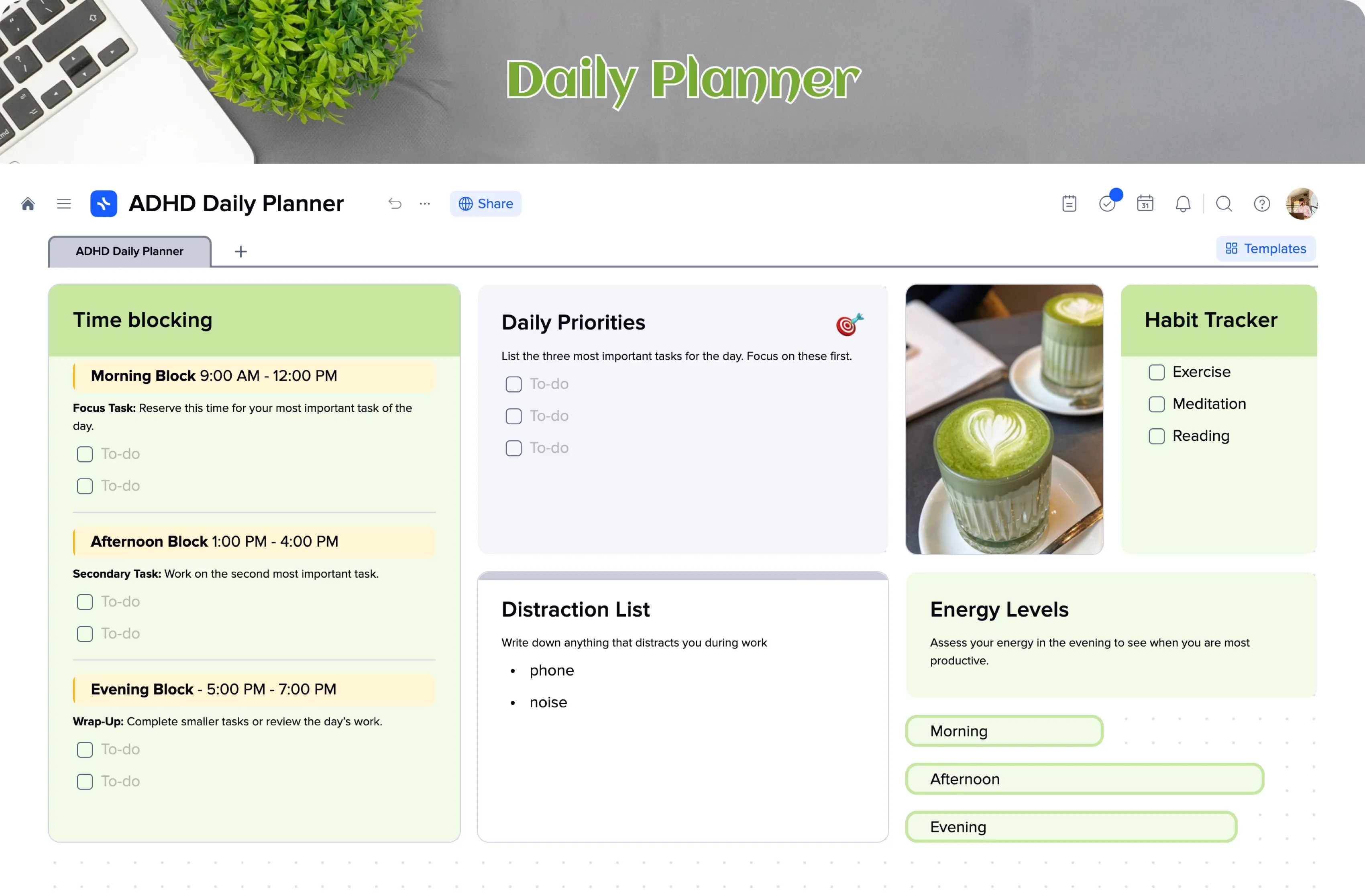 ADHD Daily Planner Template template preview