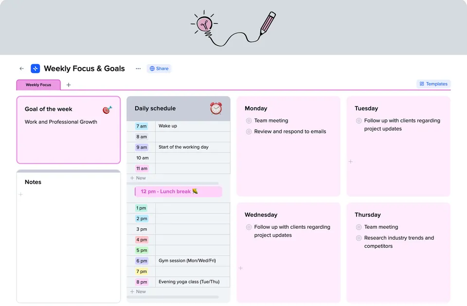Weekly Focus Template template preview