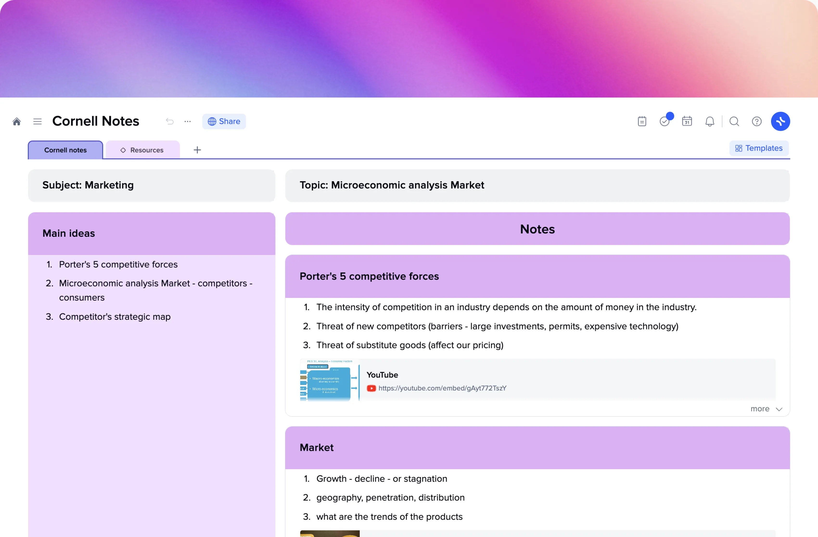 Cornell Notes Template template preview