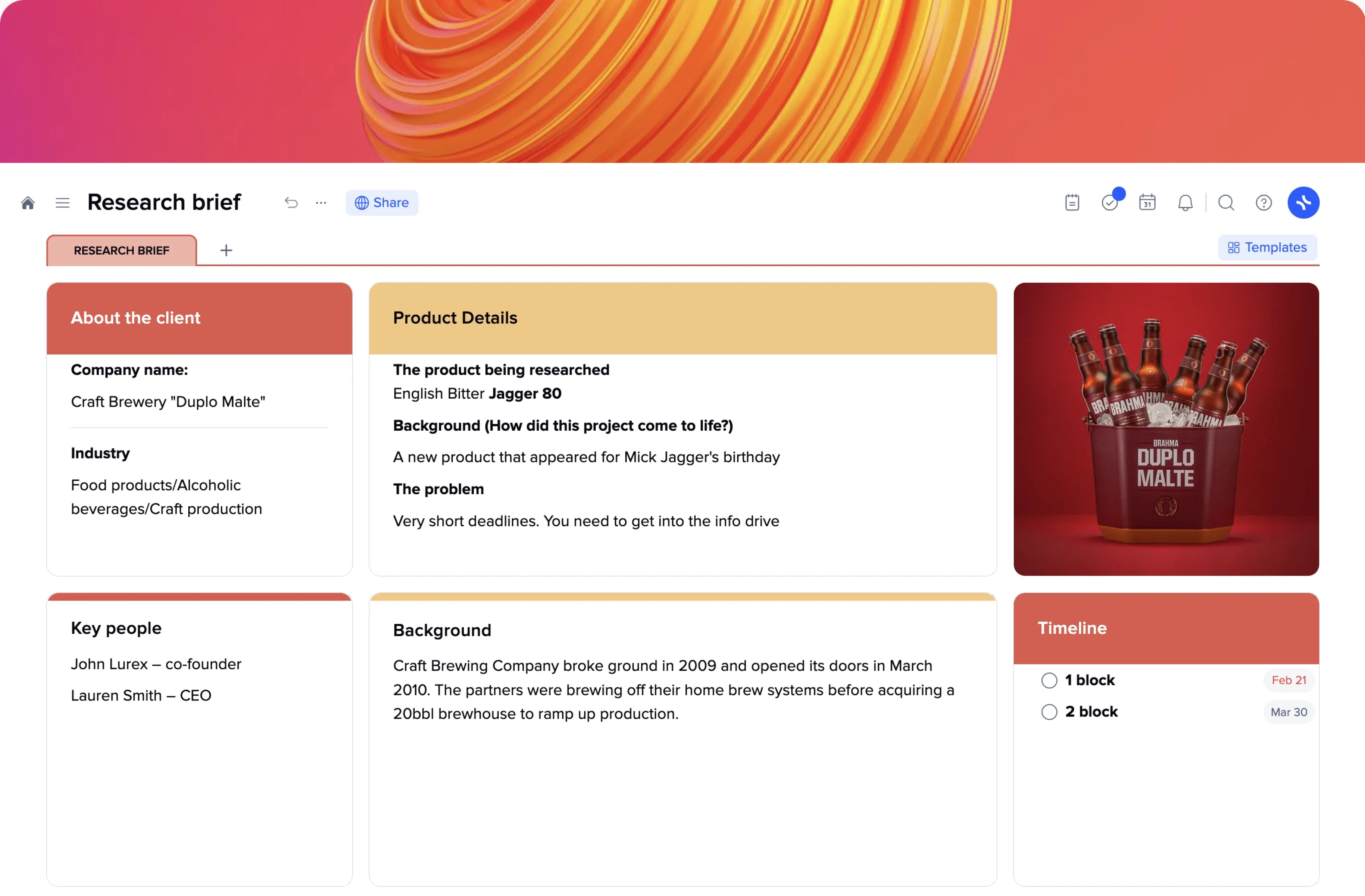 Research brief template preview