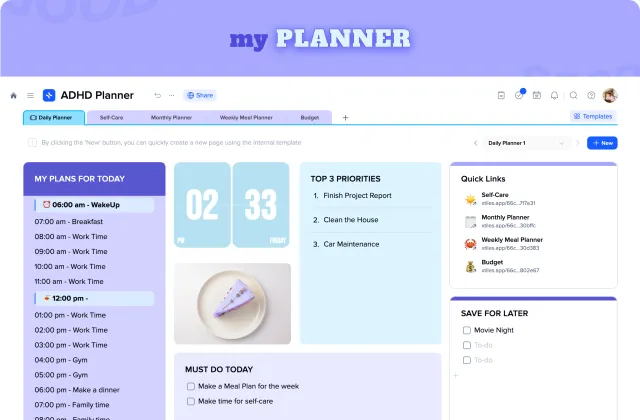 ADHD Planner template preview