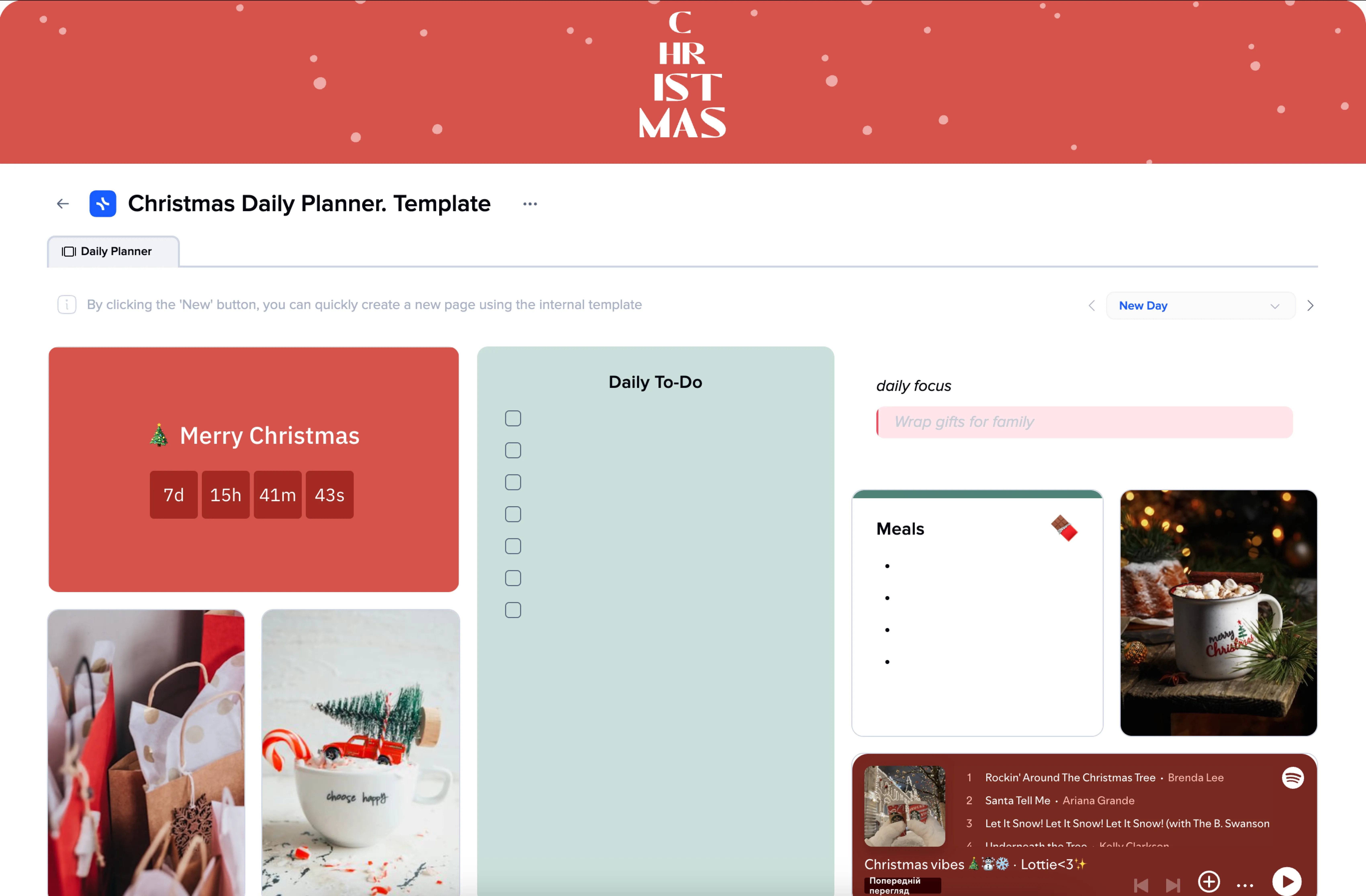 Christmas Daily Planner template preview