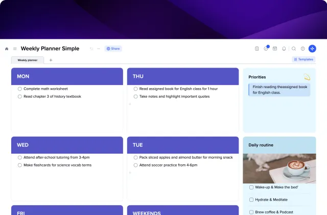 Weekly Planner Simple template preview
