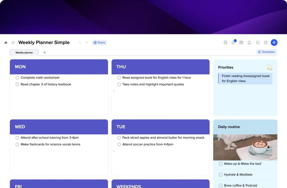 Weekly Planner Simple template preview