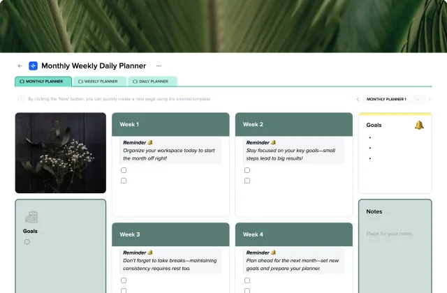 Monthly Weekly Daily Planner template preview