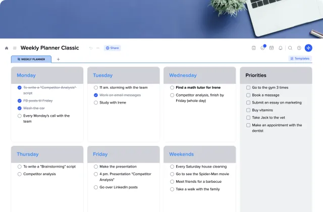 xTiles Weekly Planner Classic template preview