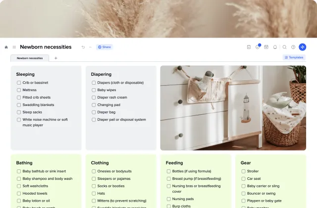 Newborn Necessities template preview