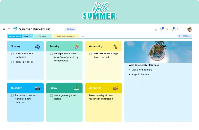 Summer bucket list template template preview