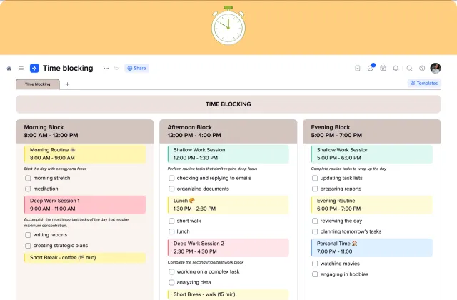 Time Blocking Template template preview