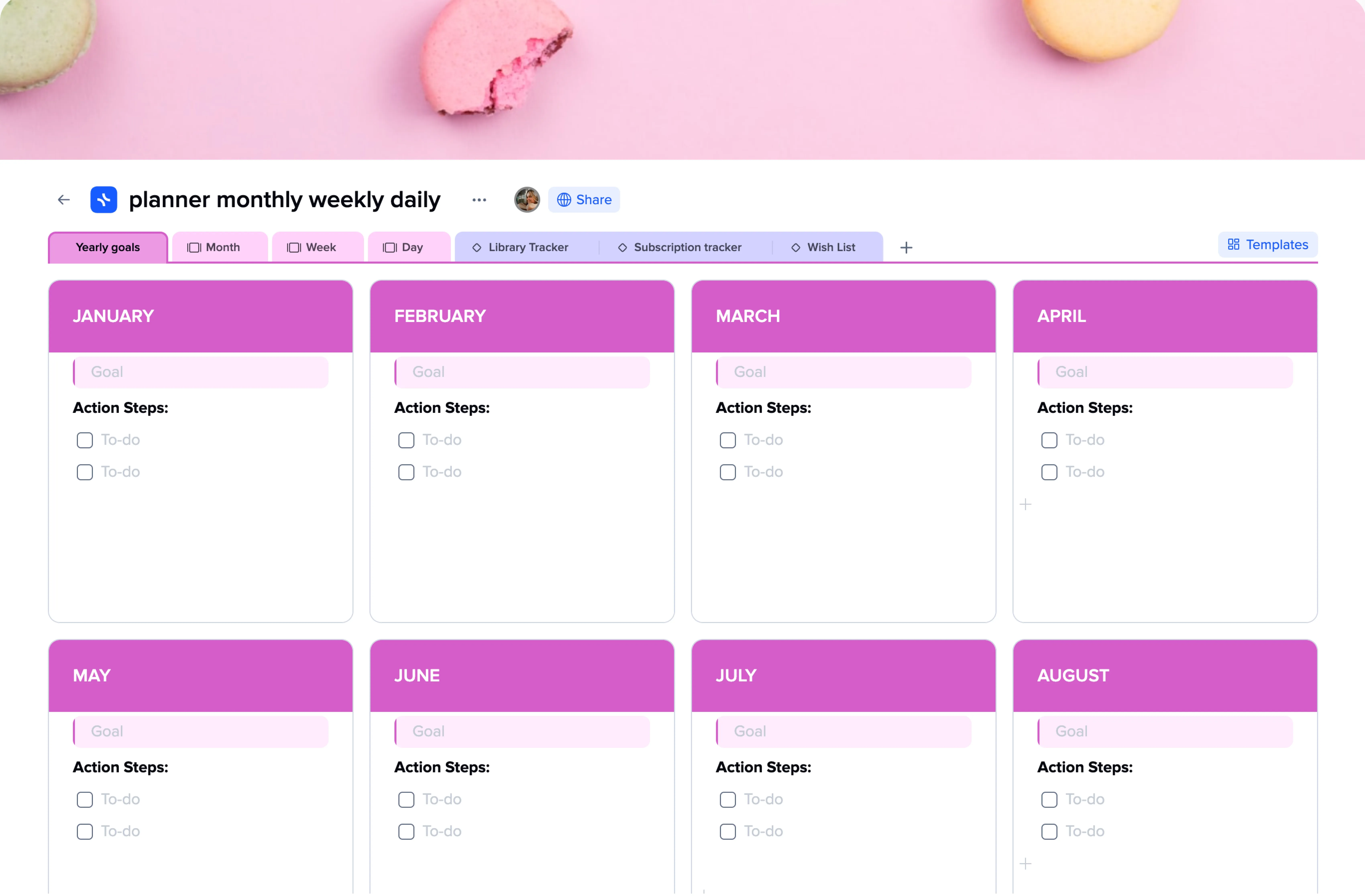 Planner Monthly Weekly Daily template preview