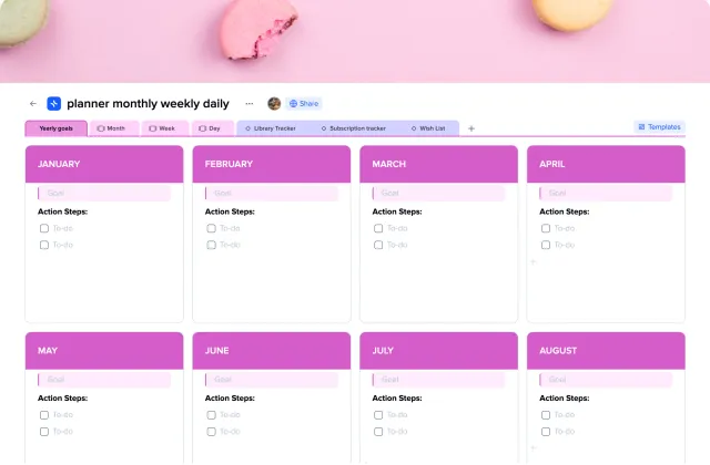 Planner Monthly Weekly Daily template preview