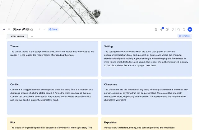 Story Writing template preview