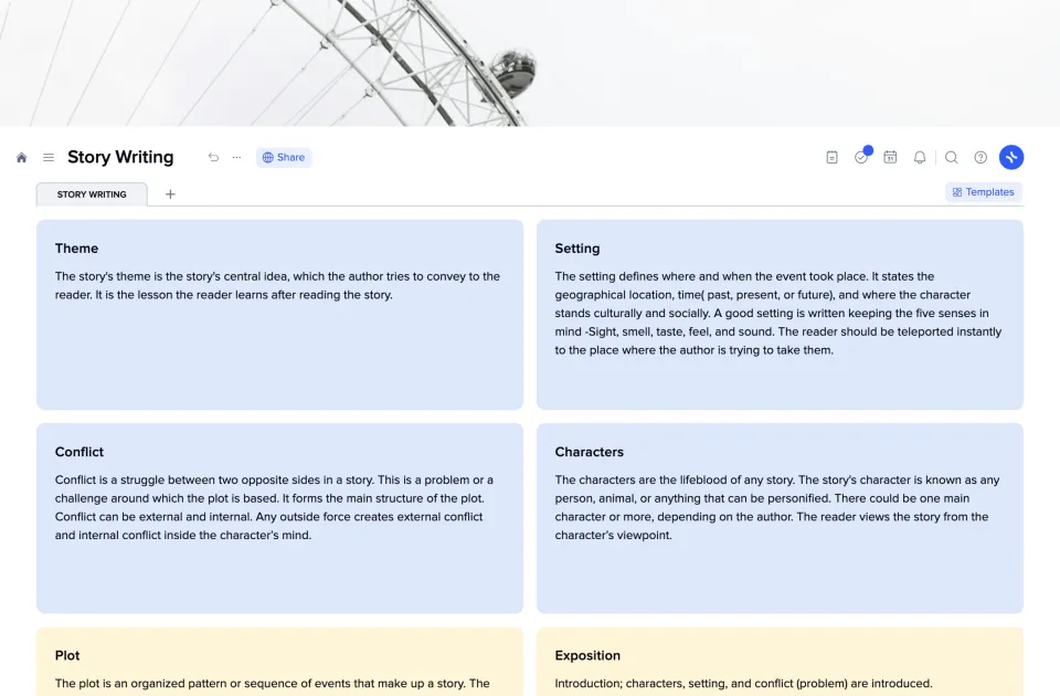 Story Writing template preview