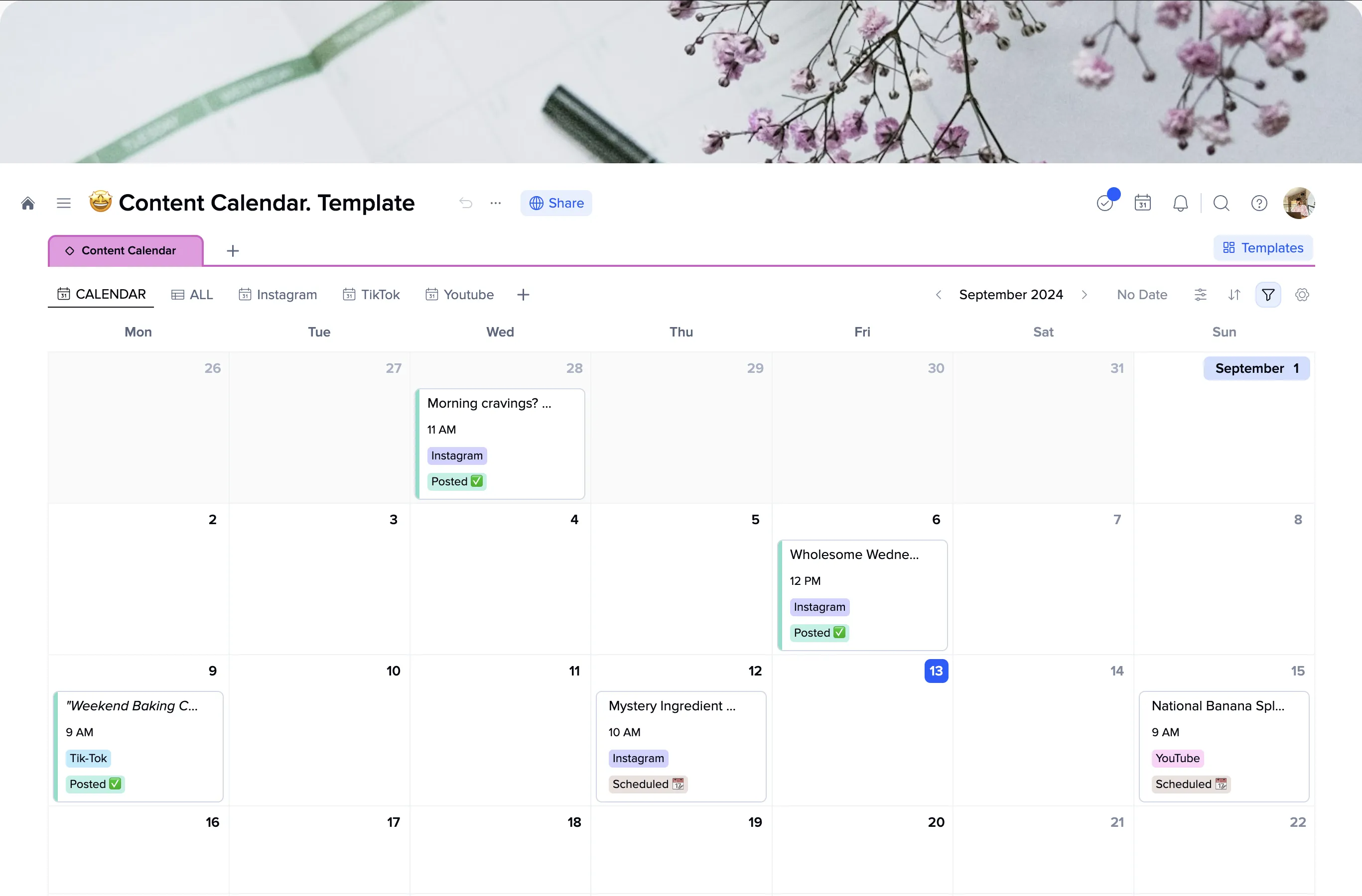 Social Media Calendar template preview